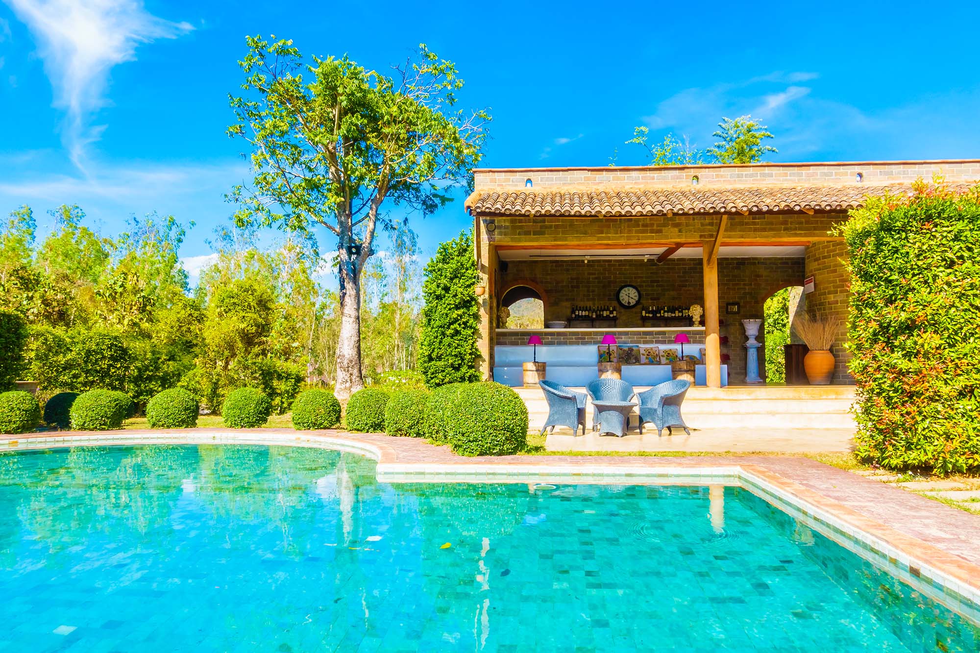Sun-Drenched Decks Surround Tranquil Outdoor Waters